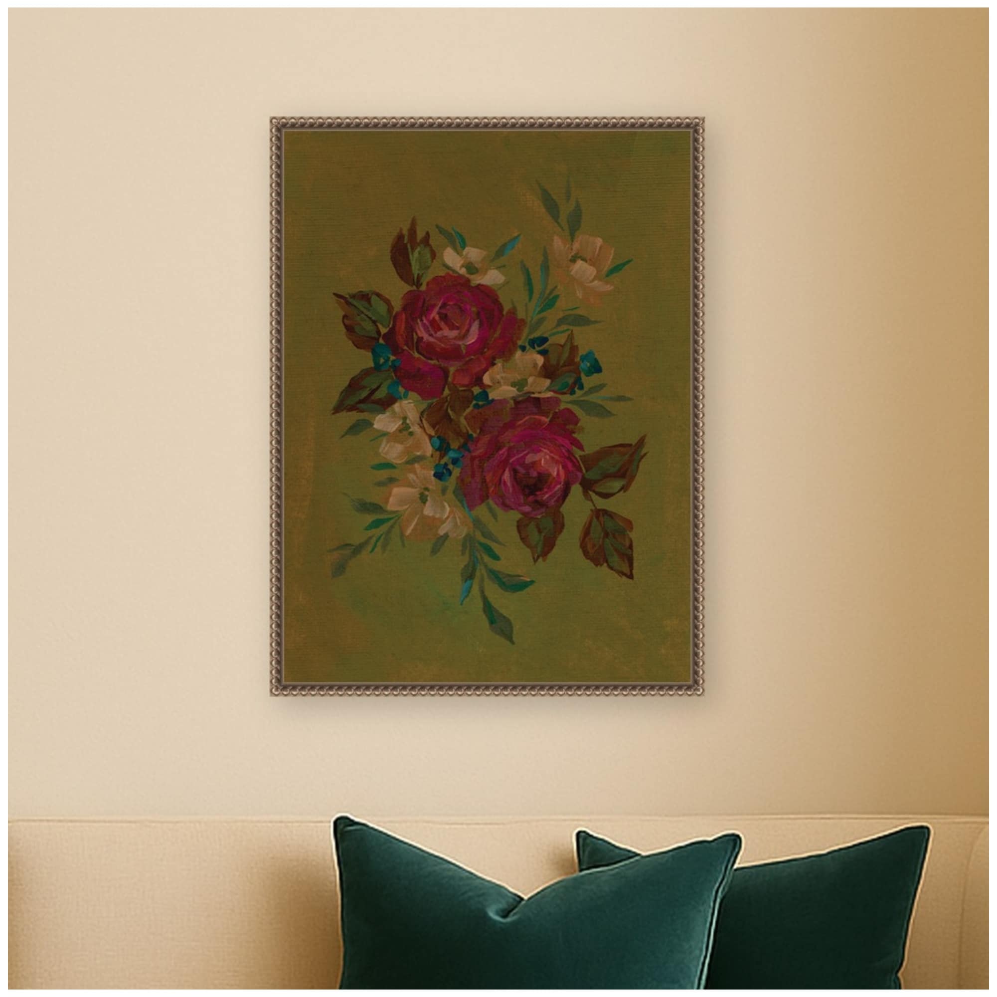 Kate and Laurel Floral 2 by Annie Quigley Framed Canvas Wall Art Print