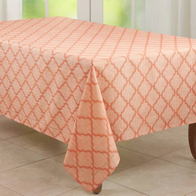 Tablecloth With Laser-Cut Hemstitch Design - 65"x104" - Orange