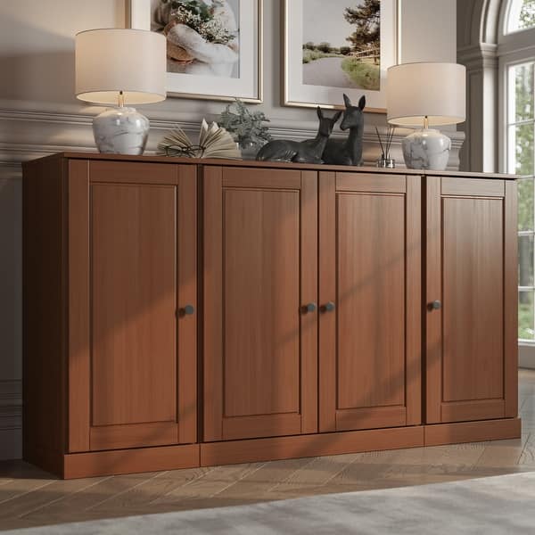 slide 2 of 72, 100% Solid Wood 65" Sideboard with Clear, Frosted Glass or Solid Wood Doors by Palace Imports