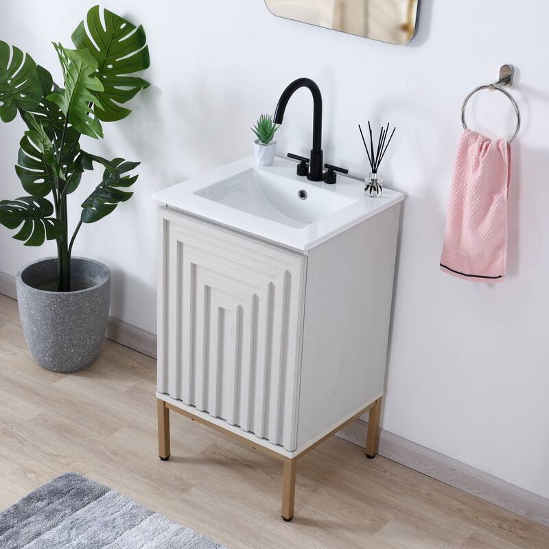 Rowan Geometric Modern Transitional 2-Shelf Bath Vanity Cabinet Only (Sink Basin Not Included), By JONATHAN Y