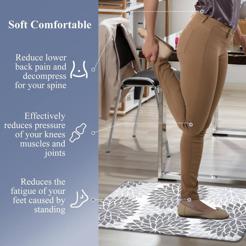 Anti Fatigue Kitchen Rug Sets 2 Piece Non Slip Kitchen Mats - 17.3"x48"+17.3"x28"-0.4"Th