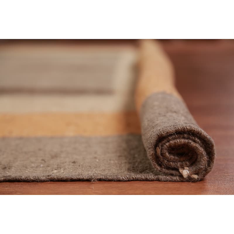 Hand Woven Oriental 100% Jute Carpet Southwestern Modern Brown Kilim Area Rug - 14' 2'' X 10' 5''