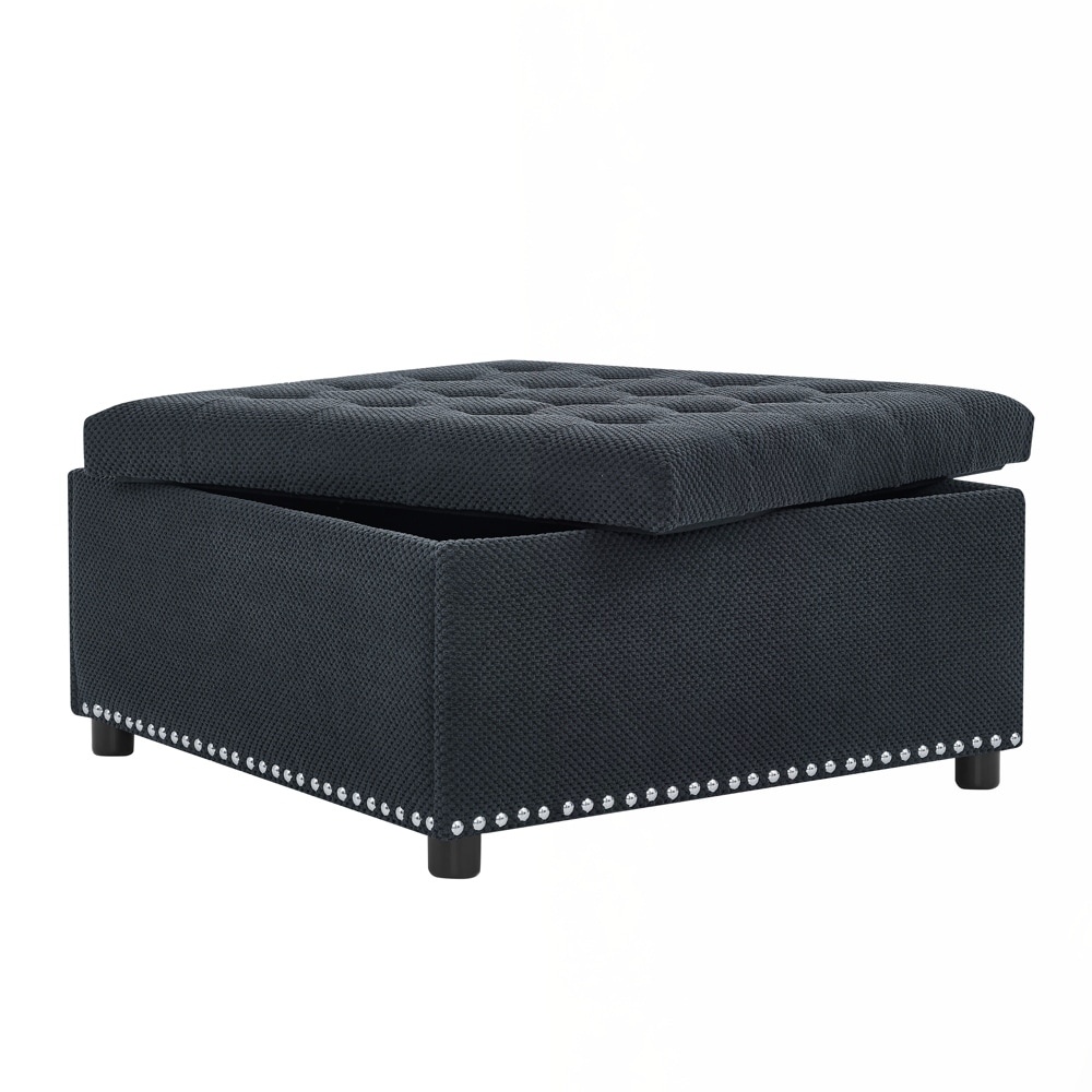 Square Storage Nailhead Trim Ottoman
