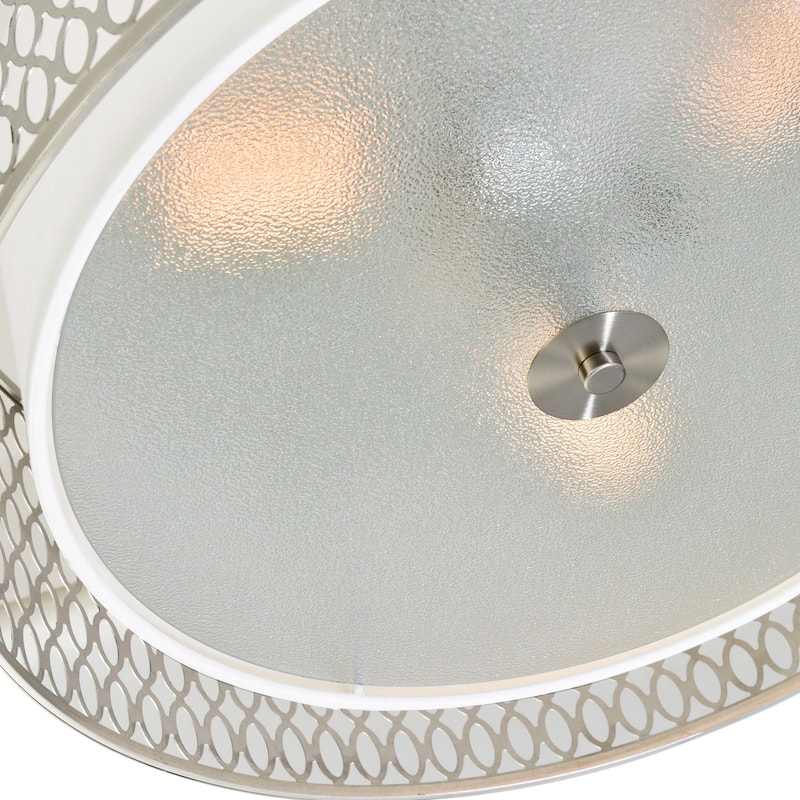 Mikayla 3 Light 17in Satin Nickel Drum Shade Flush Mount - Satin Nickel