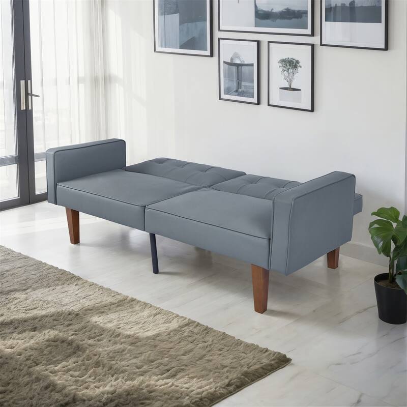 Convertible Sofa Bed Adjustable PU Leather Couch Sleeper Modern Recliner Reversible Loveseat Folding Daybed Guest Bed