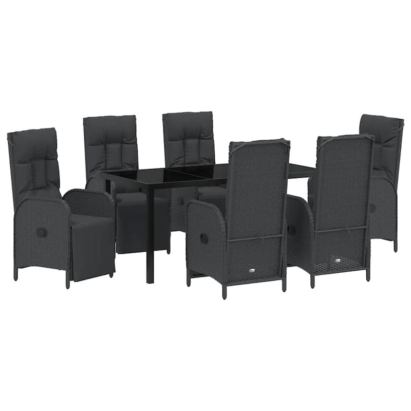 vidaXL Garden Dining Set with Cushion Black Poly Rattan