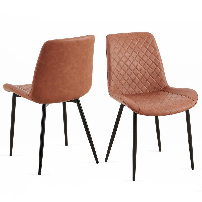 Mid-Century Leathaire Dining Chairs,Side Chair with Metal Legs