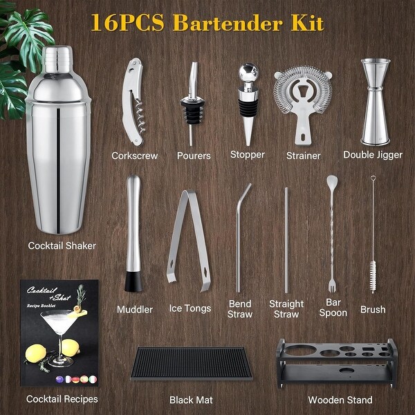 VONATES Cocktail Shaker Set 16-Piece Bartender Kit Bar Tools Set