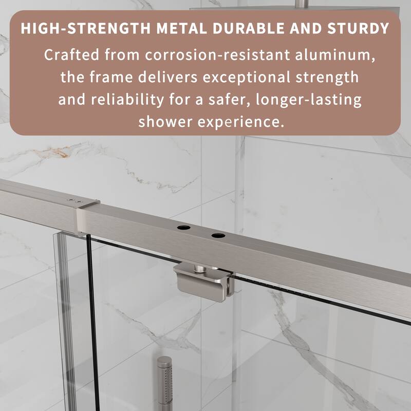 Modland 44-48"x71'' Adjustable Pivot Shower Door - Auto-Lift Hinge, Magnetic Seal, 6 Finishes for Uneven Walls - 48''x 71''