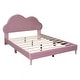 preview thumbnail 25 of 34, Velvet Upholstered Bed with Cloud-Shape Headboard, Wood Platform Bed Frame for Boys Girls Easy Assembly, No Box Spring Needed