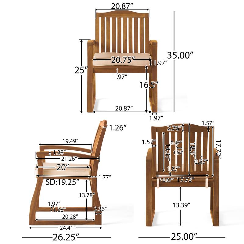 Della Outdoor 7-piece Wood Dining Set by Christopher Knight Home