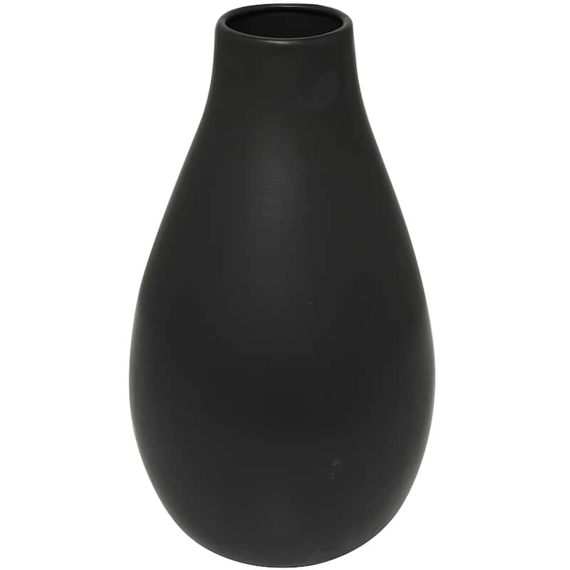 Black Ceramic Matte Decorative Vase - 12"W, 20"H