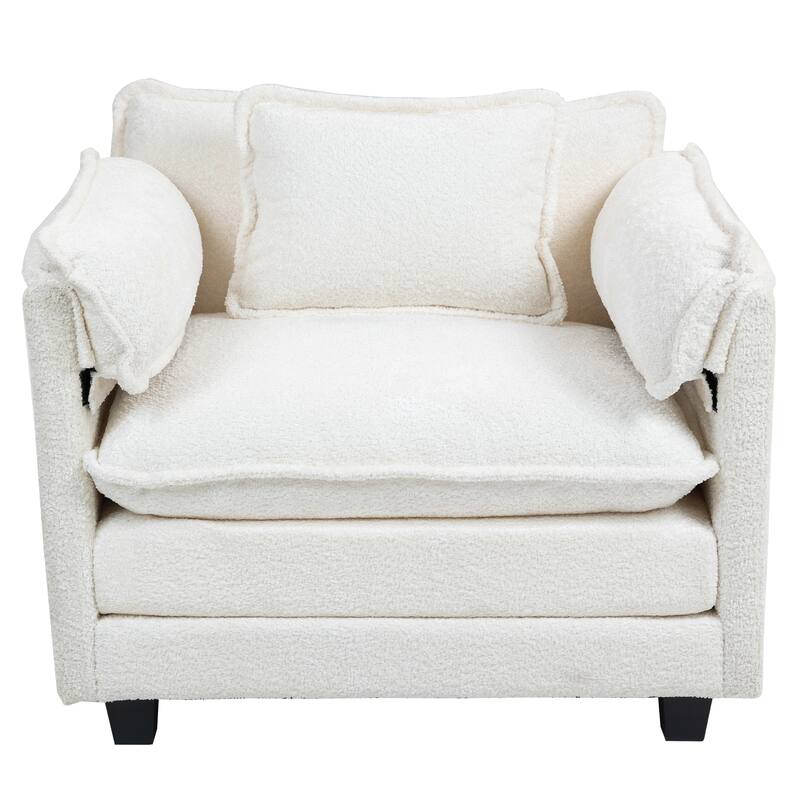 55x39" Oversized Boucle Single Sofa Bed with Ottoman Lounge Indoor Sofa