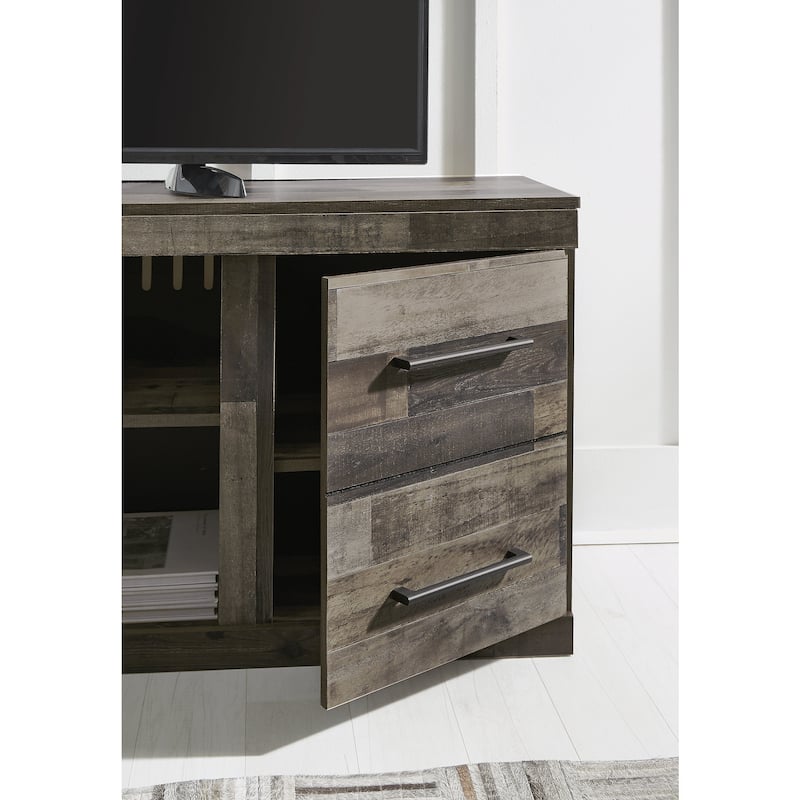 Signature Design by Ashley Derekson Multi Gray 60" TV Stand for TVs up to 69" with Electric Fireplace - 60"W x 15"D x 44.5"H