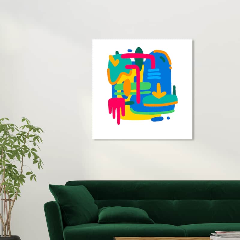Wynwood Studio Canvas Abstract Jungle Map Amalgum Blue and Modern & Contemporary Wall Art Canvas Print - 30 x 30