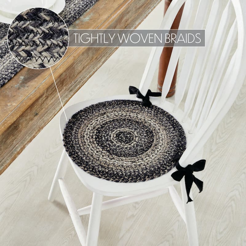 Sawyer Mill Black White Jute Chair Pad 15 inch Diameter