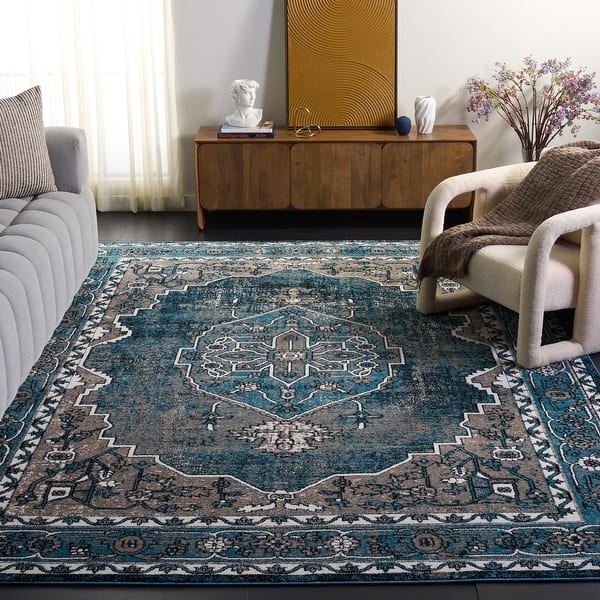 slide 2 of 13, SAFAVIEH Vintage Hamadan Titiana Rug 9' x 12' - Blue/Ivory