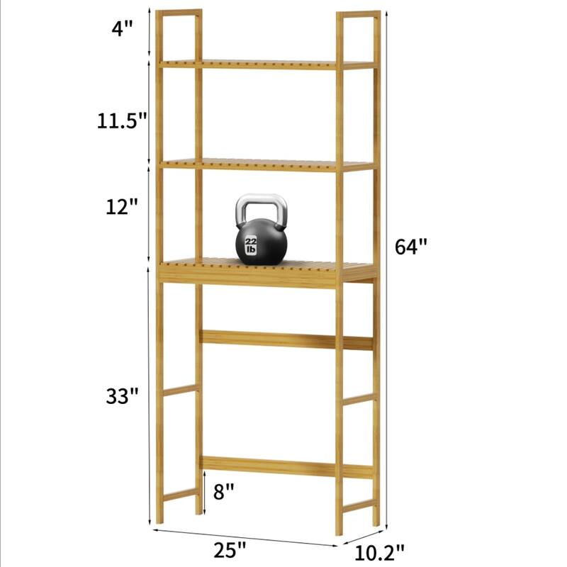 25 in. W x 64 in. H x 10.2 in. D Bamboo Shelf with Adjustable Shelf (FSC Certified)
