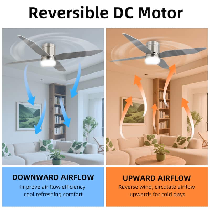 52 in. Modern Rustic Ceiling Fan with 3 Color Light, 4 Wood Blades, DC Motor, 6 Speed for Bedroom or Living Room