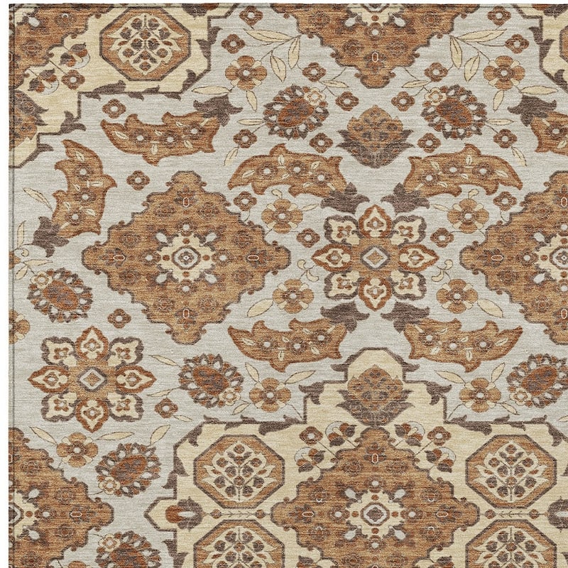 HomeRoots Medallion Traditional Rectangle Outdoor Rug