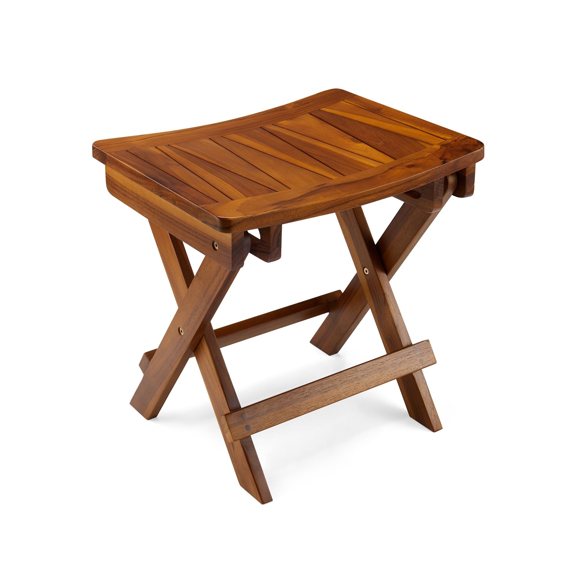 TeakCraft Teak Folding Shower Stool Shower Bench 18 Inch Bed