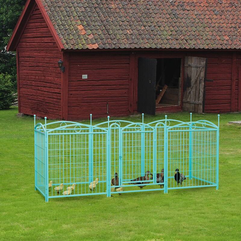 Dog Playpen 32 inch 8 Panels Metal Dog Pen Pet Dog Fence with Doors, Heavy Duty Dog Fence Puppy Pen Foldable Pet Exercise Pen