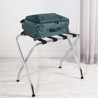 Chrome and Black Steel Folding Luggage Rack