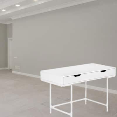 Contemporary 48" Computer Desk with 2 Storage Drawers, Metal Base, and Spacious Work Surface for Home Office