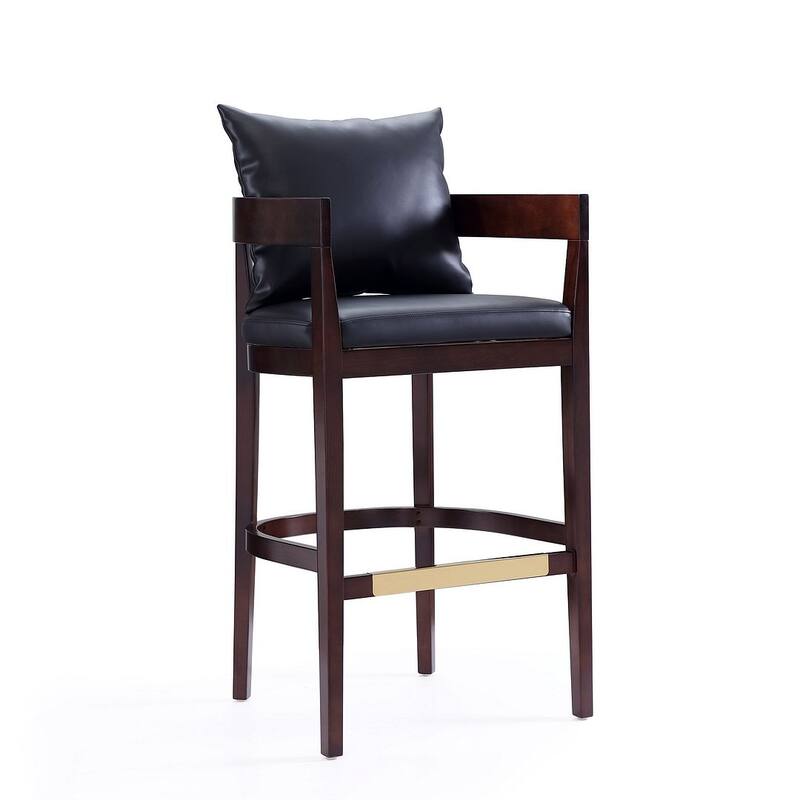 Manhattan Comfort Ritz 38 in. Dark Walnut Beech Wood Barstool (Set of 2)