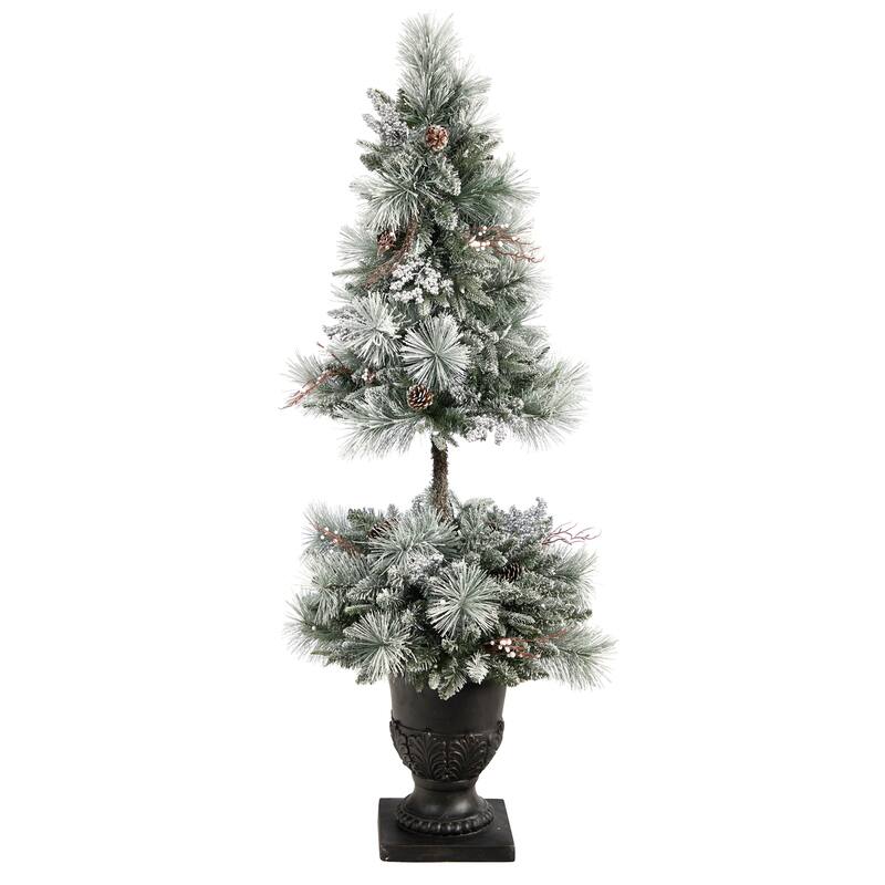 5ft Christmas Tree with Lights & Bendable Branches - Holiday Decor Urn Base - Green - 60