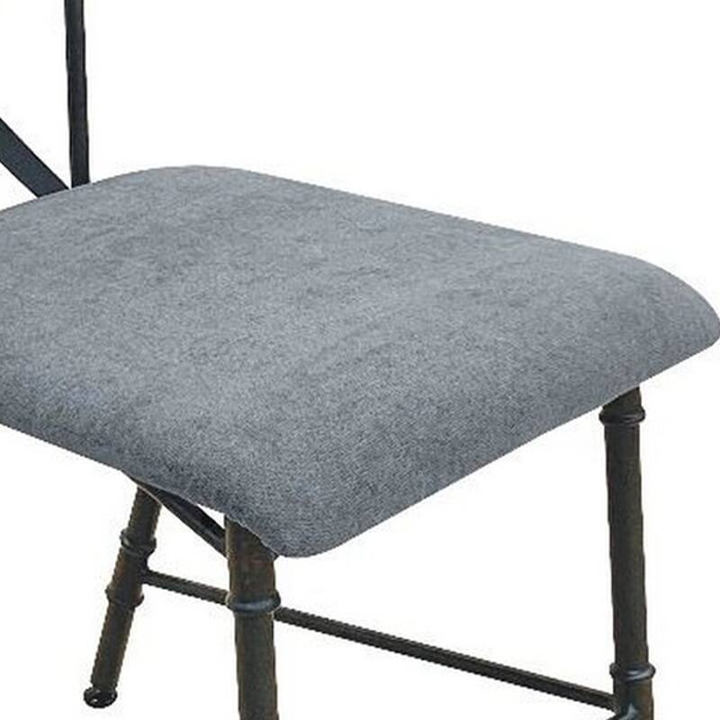 Office Chair with Cushioned Seat and Industrial Metal Pipe Legs, Gray