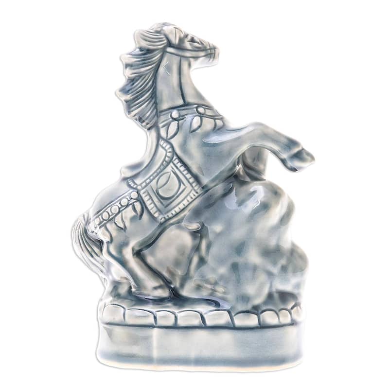 Novica Handmade Lucky Horse Ceramic Sculpture