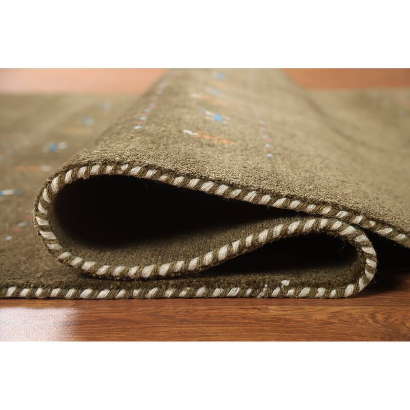 Hand Knotted Oriental 100% Wool Carpet Tribal Animal Pictorial Brown Gabbeh Area Rug - 7' 11'' X 4' 11''