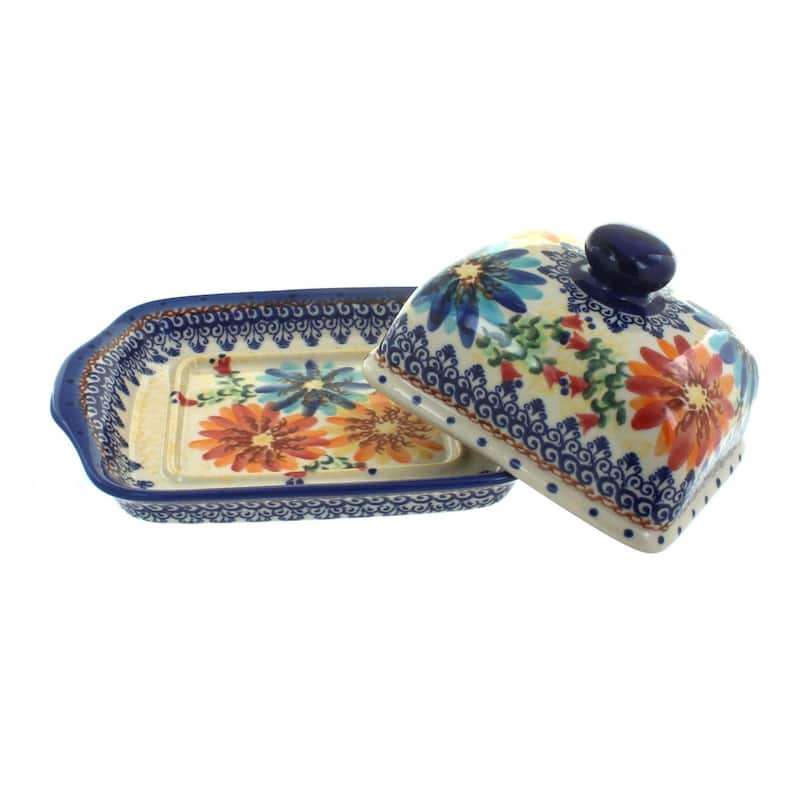 Blue Rose Polish Pottery 67 Vena Butter Dish