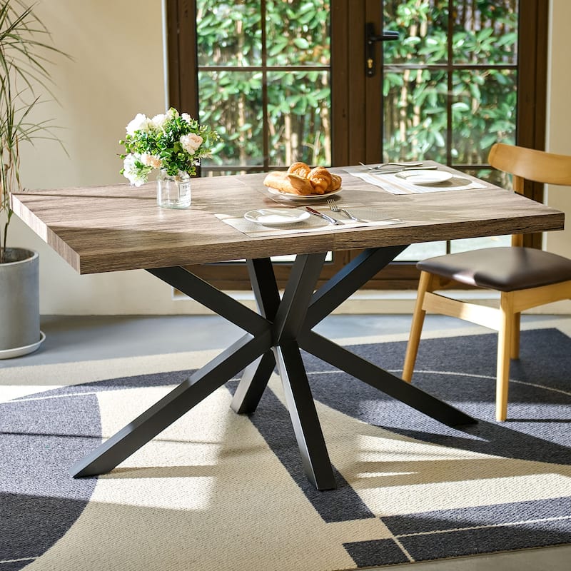 71in Pedestal Dining Table with Extension Leaf Crossed Legs