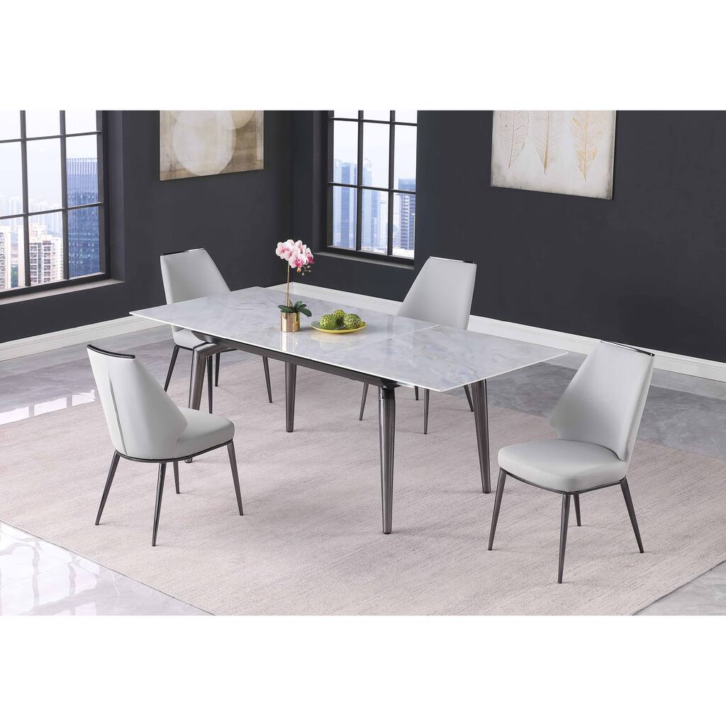 Somette Tate Marbleized Sintered Stone Top Dining Table