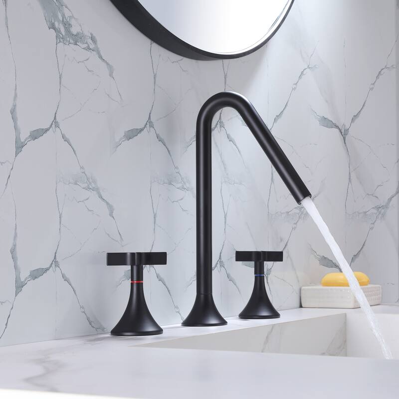 Double Handles Deck Mounted Widespread Bathroom Faucet
