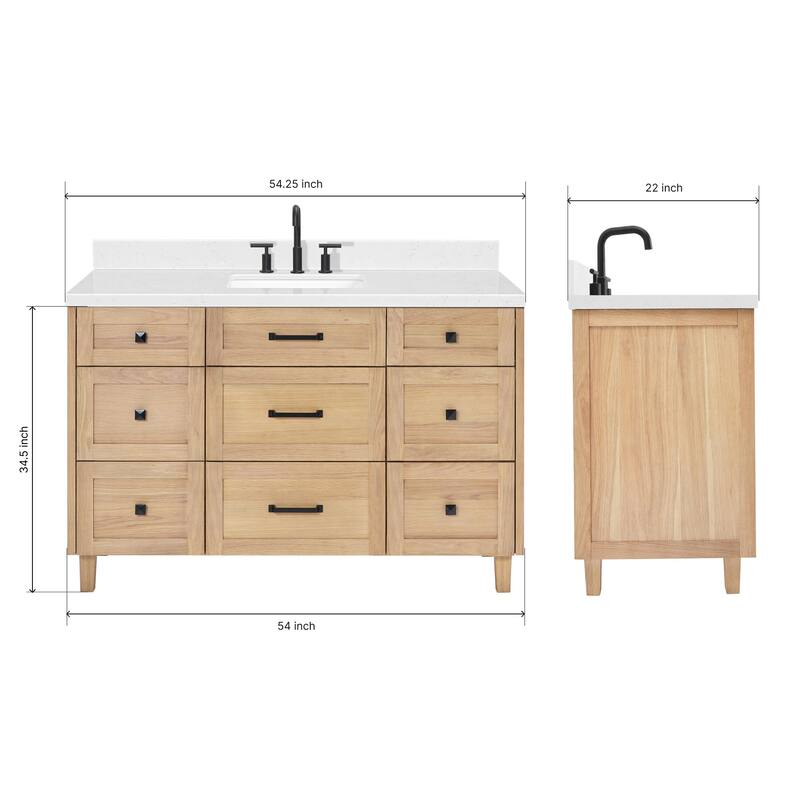 Ariel B54CQRVO Monroe 54-1/4" Free Standing Single Basin Vanity Set