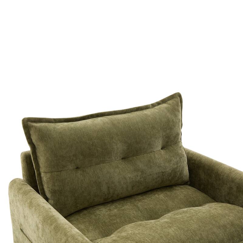 Mid Century Modern Swivel Barrel Chair with Solid Metal Base