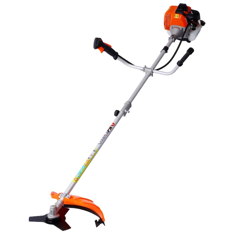 52cc Weed Eater Wacker Gas Powered, 2 in 1 String Trimme with 10" Brush Cutter,Rubber Handle & Shoulder Strap Included