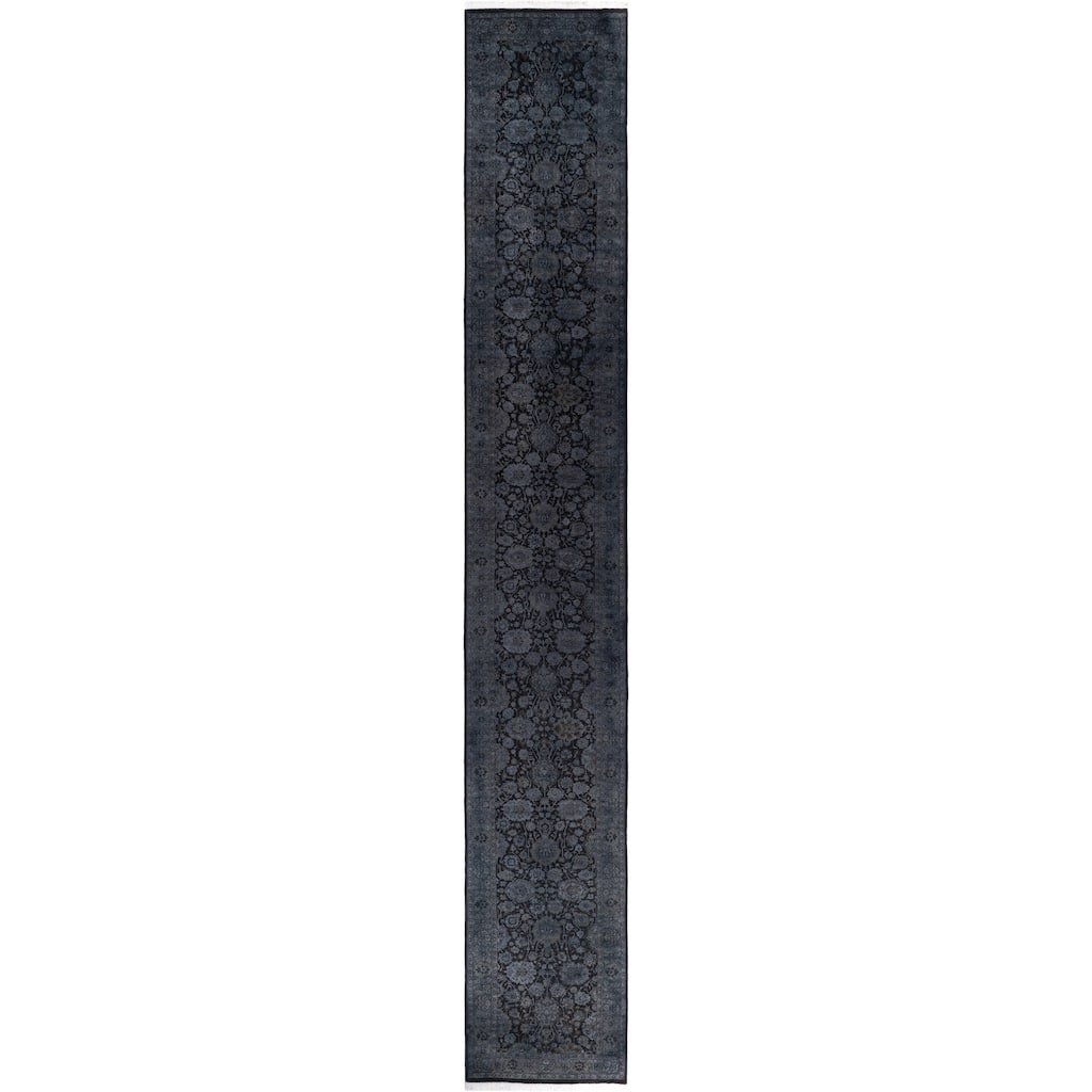 Overdyed One-of-a-Kind Hand-Knotted Area Rug - Gray - 2' 7" x 18' 2"