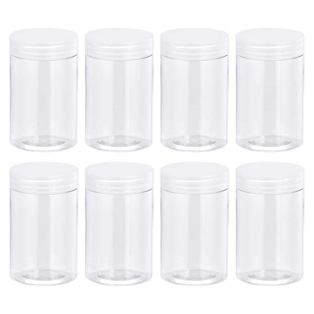 Round Plastic Jars with Transparent Screw Top Lid, 8Pcs