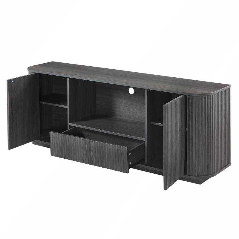 64 Inch Wavy TV Stand, Rounded Sideboard