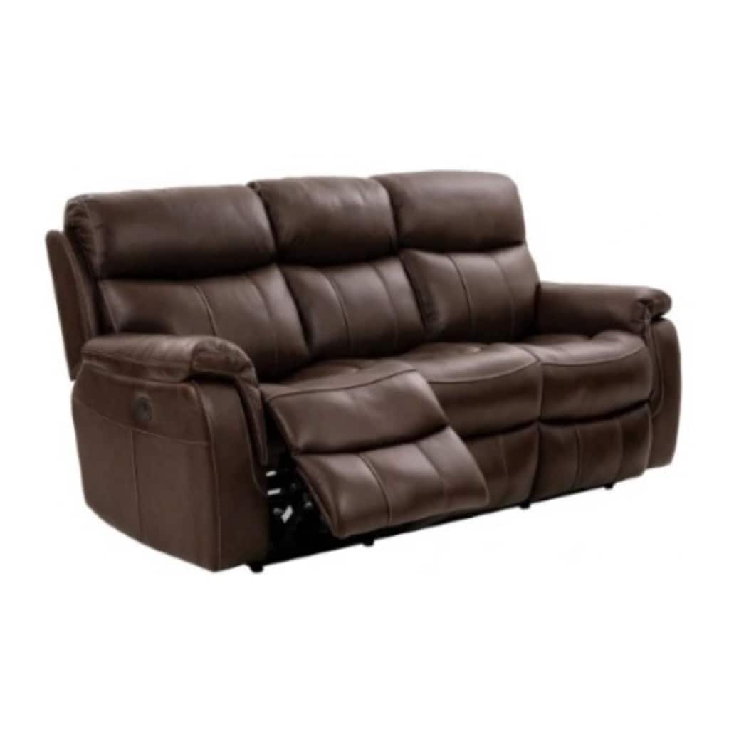 Runy Power Recliner Sofa, Pillowy Brown Top Grain Leather, 86 Inch