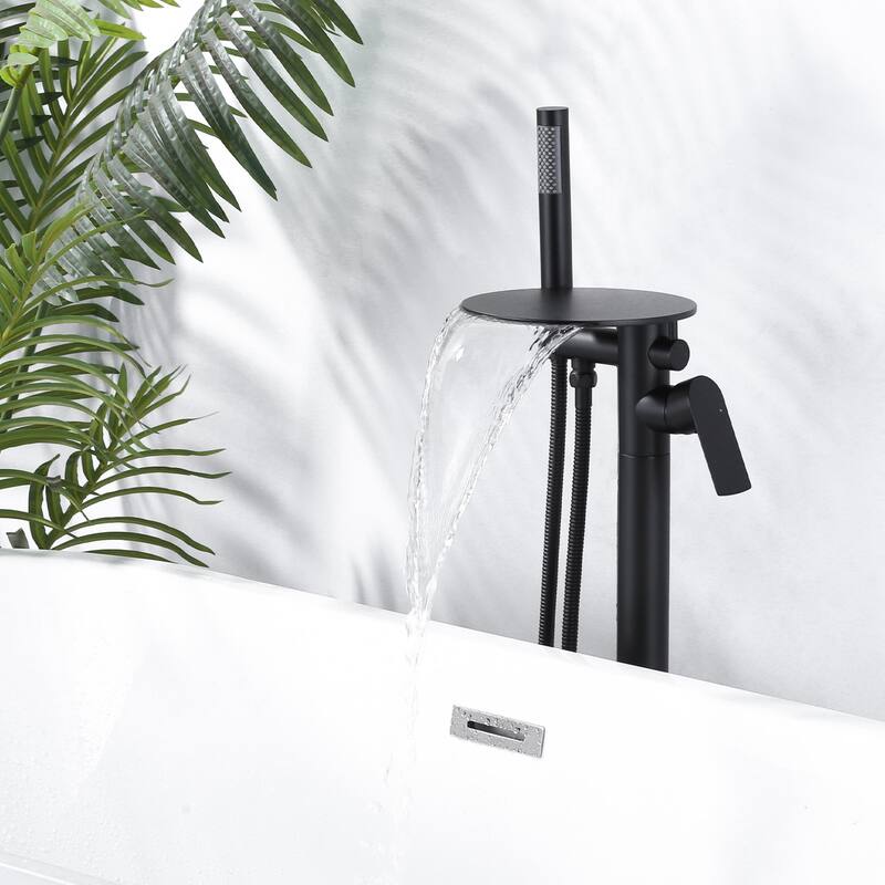 WOWOW Single Handle Floor-Mounted Bathtub Faucet