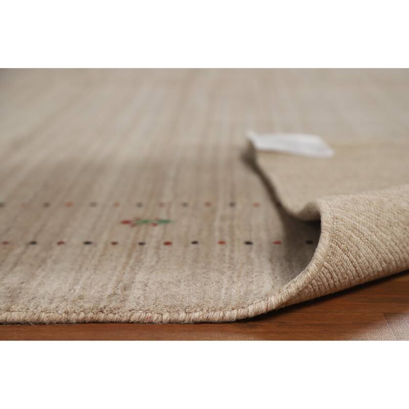 Hand Knotted Oriental 100% Wool Carpet Tribal Tribal Beige & Ivories Gabbeh Area Rug - 9' 5'' X 6' 7''