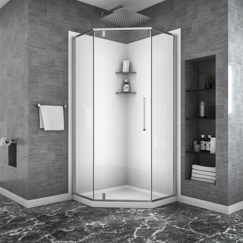 34"W x 72" H Framed Neo-Angle Hinged Shower Door - 34'' x 0.31'' x 72''