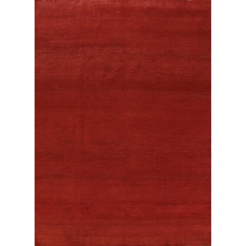 Red Modern Gabbeh Oriental Area Rug Hand-Knotted Wool Carpet - 6'8" x 9'2"