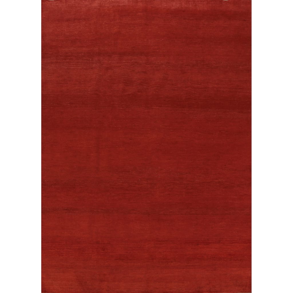 Red Modern Gabbeh Oriental Area Rug Hand-Knotted Wool Carpet - 6'8" x 9'2"