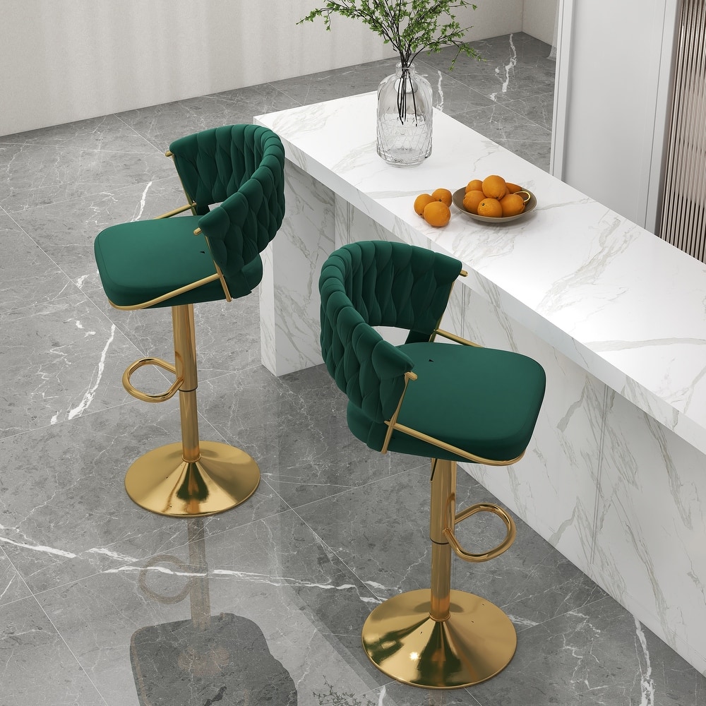 Set of 2 Bar Stool Adjustable Height with Swivel Seat